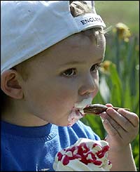 Leon Birkett, aged two, in Leazes Park, Newcastle