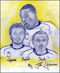 Assistant Tottenham boss John Gorman draws Ledley King, Stephen Carr and Kazuyuki