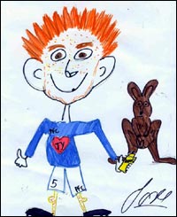 Self portrait by Portsmouth's Hayden Foxe standing next to Skippy the kangaroo