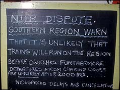 A sign warning of disruption
