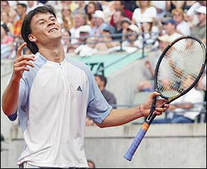 Seventh seed Guillermo Coria celebrates victory