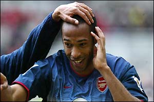 Henry celebrates his match-winning goal