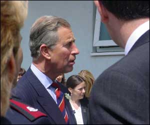Prince Charles spent time meeting people at the hostel