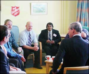 Residents at the hostel chatted to the prince