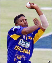 Vaas removes Chris Gayle for a duck as the West Indies make a poor start to their reply 