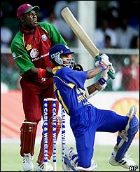 Upul Chandana cracks another shot against the West Indies