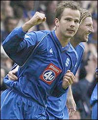 Steven Clemence celebrates scoring Birmingham's second against Middlesbrough