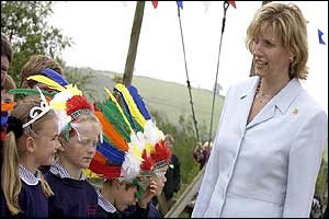 The Countess of Wessex meets children from St Christopher's school, Staverton during her visit to Pennywell Farm