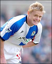 Blackburn winger Damien Duff takes a breather
