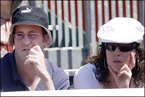 Matthew Perry and Minnie Driver in the crowd at Queen's
