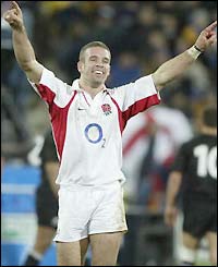 Joe Worsley celebrates at the final whistle
