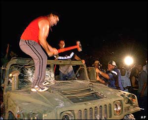 US Navy Humvee targeted