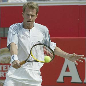 Edberg plays a delightful single handed backhand