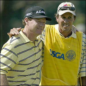 Tom Watson and caddie Bruce Edwards