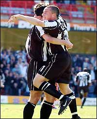 Grimsby's Michael Keane celebrates his goal in a meaningless game for the already-relegated side