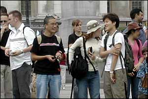 Tourists in Trafalgar Square