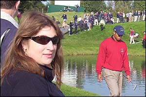 Tiger Woods during practice for the 2002 Ryder Cup