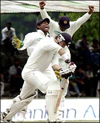 Stephen Fleming loses his wicket