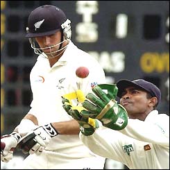 New Zealand skipper Stephen Fleming is caught out 