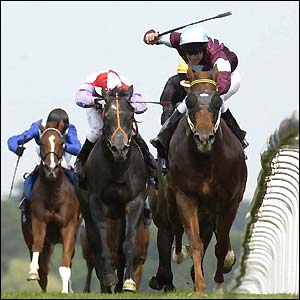Johnny Murtagh encourages Choisir on the rails in the Golden Jubilee Stakes
