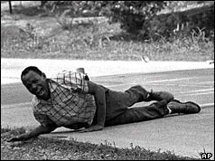 James Meredith shot and wounded on the ground