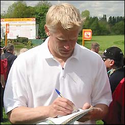 Peter Schmeichel signs autographs