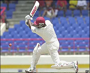 West Indies captain Brian Lara plays a drive