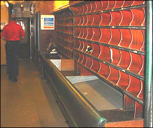 Mail sorting area on the train