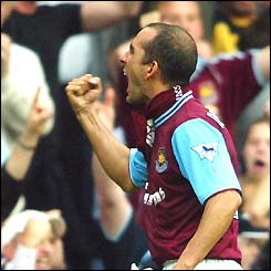 Paolo Di Canio celebrates West Ham's first win of the season 
