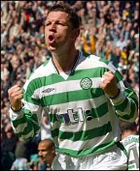 Celtic midfielder Alan Thompson opens the scoring at Celtic Park