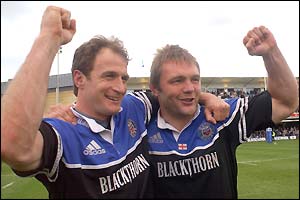 Mike Catt and John Mallett revel in Bath's victory