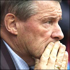 Bristol coach Peter Thorburn looks dejected as he watches his side lose and get relegated