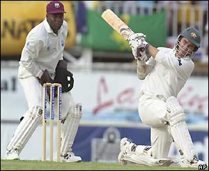 Langer hits a six off Omari Banks