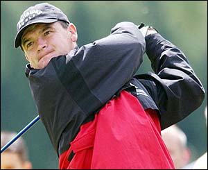 Scotland's Paul Lawrie powers a shot down the fairway