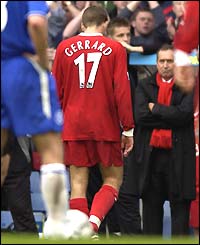 Steven Gerrard receives his marching orders 