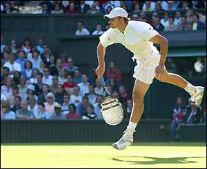 Roddick powers another serve down to Greg Rusedski