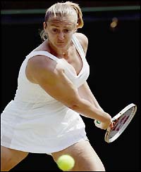 Mary Pierce in action against Greece's Eleni Danniilidou