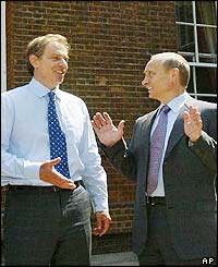 Tony Blair and Vladimir Putin at No 10