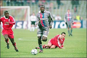 Foe in action for Lyon against Bayern Munich in the Champions League