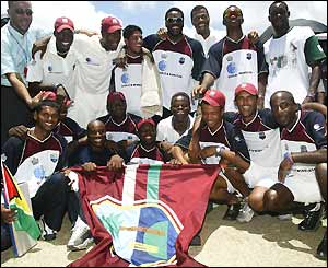 Windies team pose for the camera