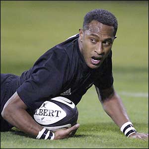 New Zealand wing Joe Rokocoko scores his side's first try in Christchurch