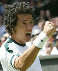 Morocco's Younes El Aynaoui celebrates a point