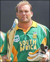 South Africa's Jacques Kallis salutes his century