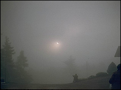 Fog obscures the view prior to totality