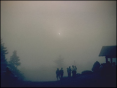 A pinprick of light from the sun just after totality