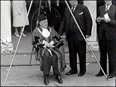 High Wycombe new mayor, Lesley Brain, on weighing machine