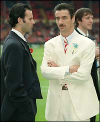 Manchester United winger Ryan Giggs and Liverpool striker Ian Rush before the 1996 FA Cup final