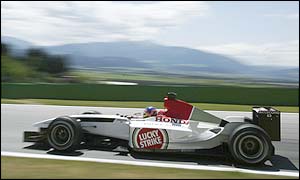 Jacques Villeneuve corners in his BAR