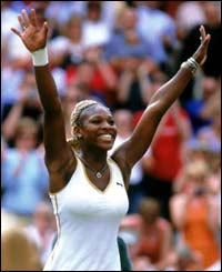 Serena Williams celebrates victory