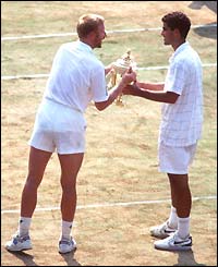Boris Becker and Pete Sampras after the 1995 Wimbledon final